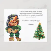 Cheeky Christmas Troll and Tree Delight  Postcard