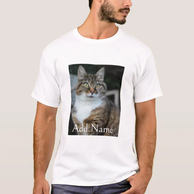 Custom Photo Cat and Name Personalized Men T-Shirt