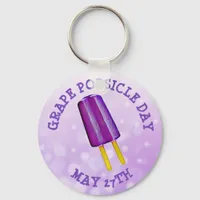 Grape Popsicle Day  May 27th Funny Food Holiday Keychain