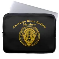 Intricate Bison Buffalo Head Illustration Laptop Sleeve