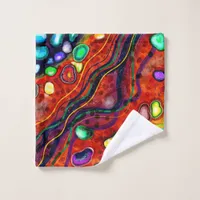 Red, Blue, Copper, Purple, Green Abstract  Wash Cloth