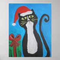 Folk Art Christmas Cat Poster