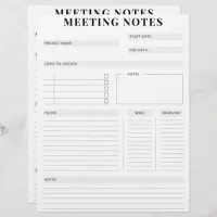 Minimal Professional Meeting Notes Planner Letterhead