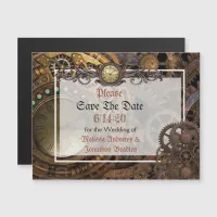 Steampunk Wedding Save the Date Magnetic Card