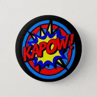 Kapow Superhero Cartoon Button