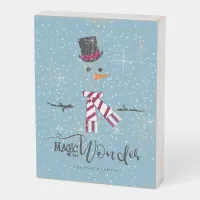 Magic and Wonder Christmas Snowman Blue ID440 Wooden Box Sign