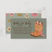 Boots Cowgirl Flowers Western Boho Baby Shower Enclosure Card