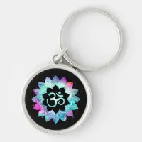 *~* OM AUM Symbol Lotus Watercolor  Mandala Keychain
