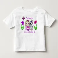 Birthday Blonde Fairy and Unicorn Age and Name Toddler T-shirt