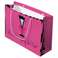 Bridesmaid gift personalized pink and black Zebra Large Gift Bag