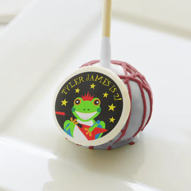 Rockin' Birthday Tree Frog with Red Guitar Cake Pops