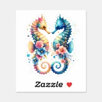 Pink, Blue and Gold Coastal Seahorse Beachy Sticker