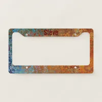 Rusty, Verdigris, Grunge Steampunk Personalized License Plate Frame