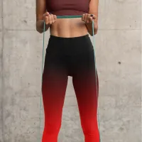 Modern Minimalist Black Red Gradient Capri Leggings