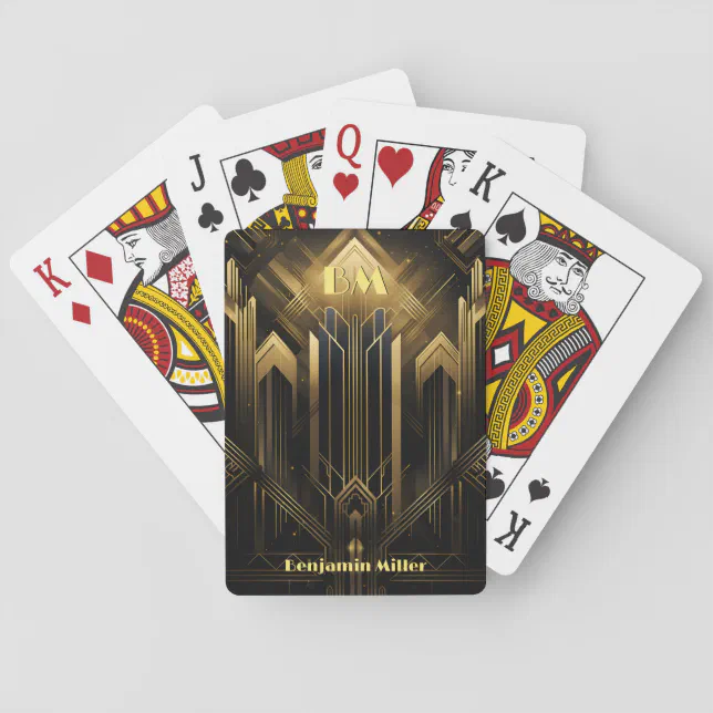 Art Deco Retro Vintage Classic 1920s Black & Gold Poker Cards