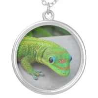 Gold Dust Day Gecko Pendant Necklace