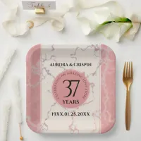 Elegant 37th Alabaster Wedding Anniversary Paper Plates