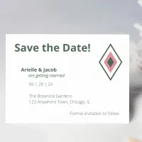 Minimalist Retro Pink & Hunter Green Save the Date Invitation