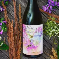 Artistic Pastel Watercolor Floral Spring Bouquet Wine Label