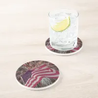 American Flag and Fireworks Drink Coaster