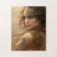 A beautiful female warrior in gold armor jigsaw puzzle