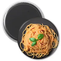 Spaghetti and Basil Food Plate Magnet