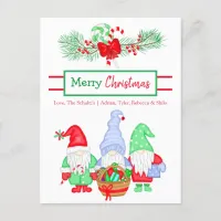 Personalized Festive Gnomes Holiday Christmas Card