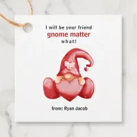 Cute Gnome Valentine Day Red Heart Valentine  Favor Tags