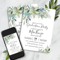 Chic Eucalyptus Greenery Graduation Party Invitation