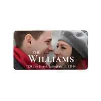 Elegant Christmas Happy Couple Photo Simple Modern Label