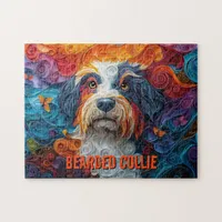 Bearded Collie Paper Quilling Art Dog Portrait Jigsaw Puzzle