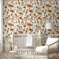 Vintage Toy Pattern Red/Gold ID783 Wallpaper