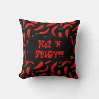 Hot n Spicy Hot and Spicy Red Chili Peppers Throw Pillow