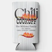 Chili Cookoff Cook Off Contest Rustic Family Party Seltzer Can Cooler