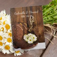 Cowboy Boots, Daisies Horse Bit Country Wedding Notebook