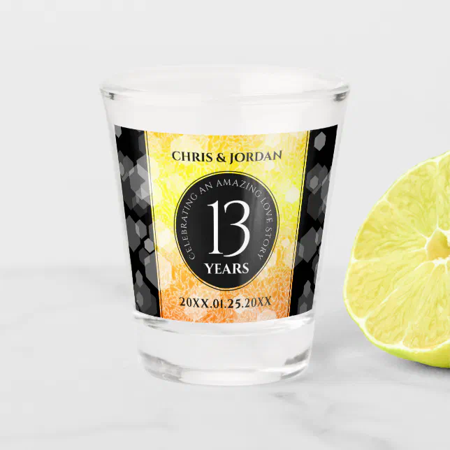 Elegant 13th Citrine Wedding Anniversary Shot Glass