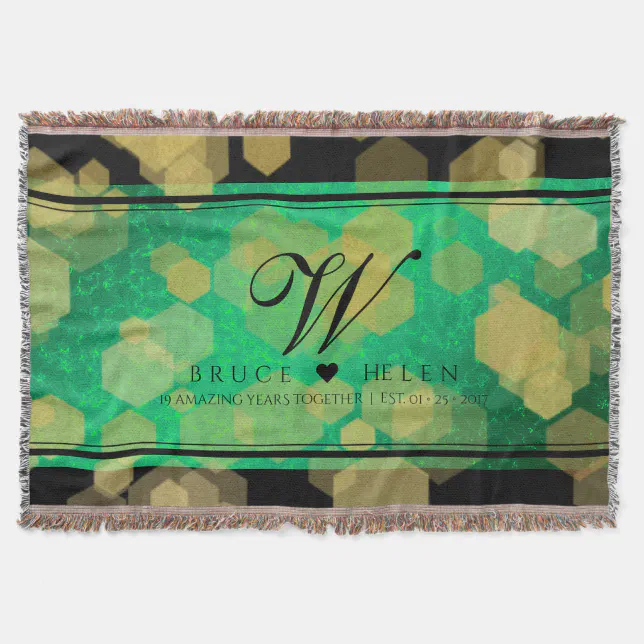 Elegant 19th Jade Wedding Anniversary Celebration Throw Blanket