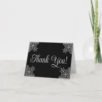 Bold Black and White Vintage Personalized  Thank You Card