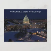 Washington D.C. Capitol Building in Winter Night Postcard