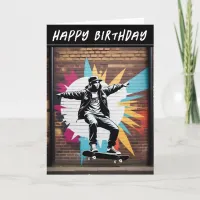 Skateboard Skater Wall Grunge Street Art Birthday Card