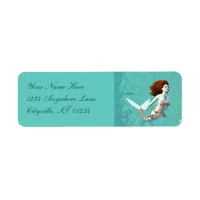 Pretty Koi Mermaid Swimming Underwater Label