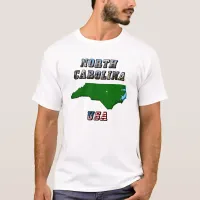 North Carolina Map and Text T-Shirt