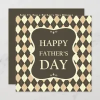 Happy Fathers Day Brown Tan Argyle Dinner Party Invitation