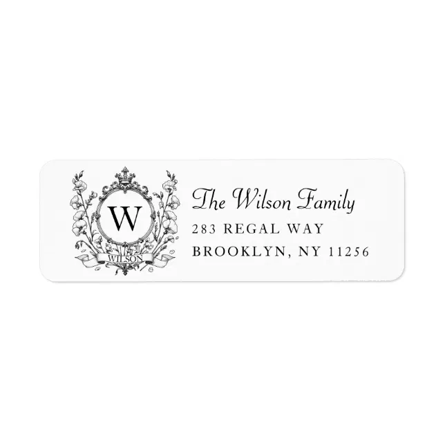 Elegant Family Monogram Crest Fancy Return Address Label