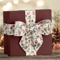 Rustic Woodland Mushrooms Christmas Satin Ribbon