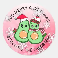 Avo Merry Christmas Avocado Humor Holiday Classic Round Sticker