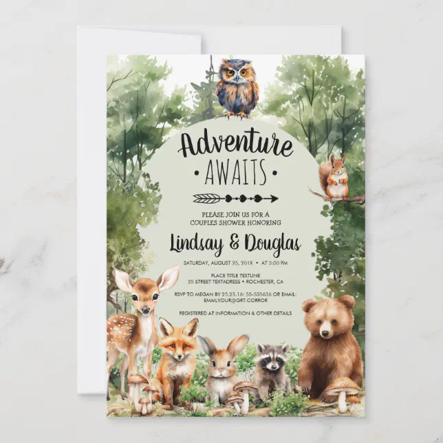 Adventure Awaits Camping Couples Boy Baby Shower Invitation