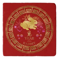 Chinese Zodiac Rabbit Red/Gold ID542 Trivet