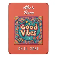 Good Vibes Hippie Chill Zone Decorative Retro Dorm Door Sign