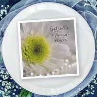 Thumbnail for White Daisy and Pearls Wedding Napkins